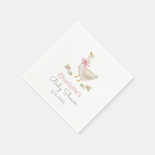 Alberne Gans auf der losen Pink Bow Baby Dusche Serviette (Ecke)