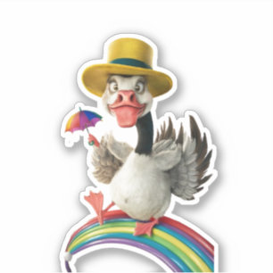 alberne Gans auf der losen zeichnend, Albernen Gan Aufkleber