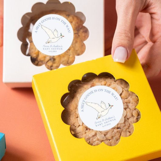 Alberne Gans auf der Way Boy Baby Dusche Runder Aufkleber