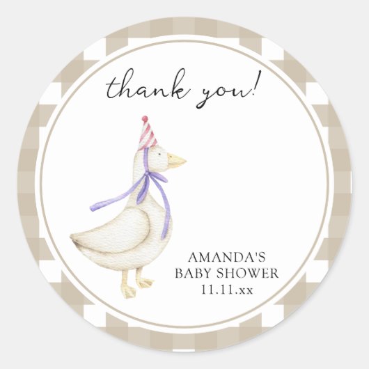 Alberne Gans-Baby-Party Runder Aufkleber (Vorderseite)