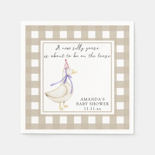 Alberne Gans-Baby-Party Serviette (Vorderseite)