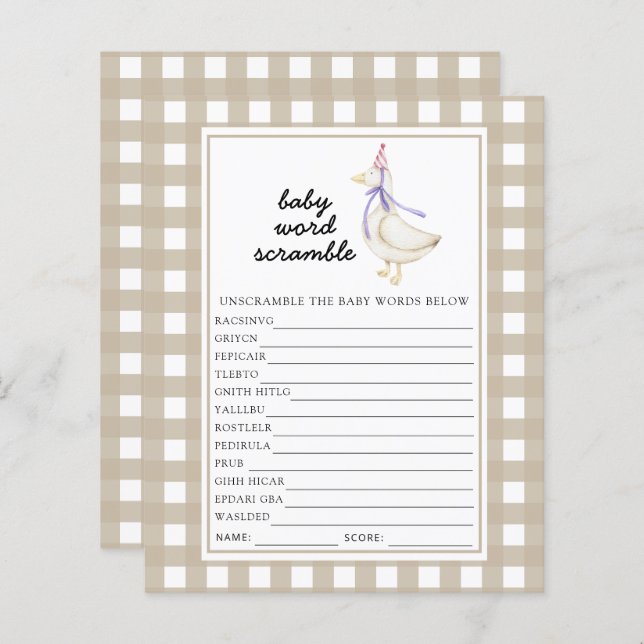 Alberne Gans - Baby Word Scramble Game (Vorne/Hinten)