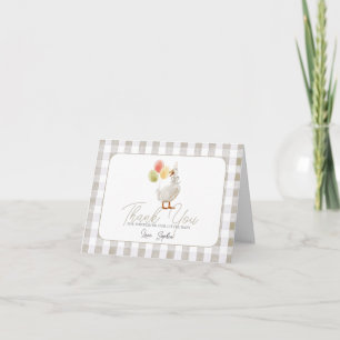 Alberne Gans Beige Gingham Babyparty Dankeskarte