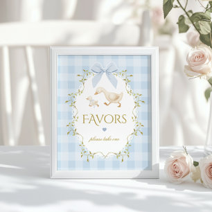 Alberne Gans bevorzugt salbeiblaues Gingham-Baby-S Poster