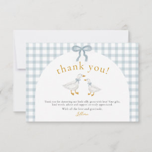 Alberne Gans Blaue Gingham Cottagecore Babyparty Dankeskarte