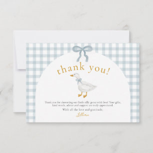 Alberne Gans Blaue Gingham Cottagecore Babyparty Dankeskarte