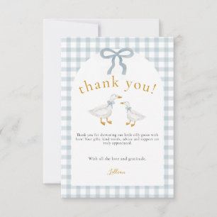 Alberne Gans Blaue Gingham Cottagecore Babyparty Dankeskarte