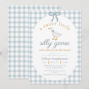 Alberne Gans Blaue Schleife Enten-Karo Baby Shower Einladung