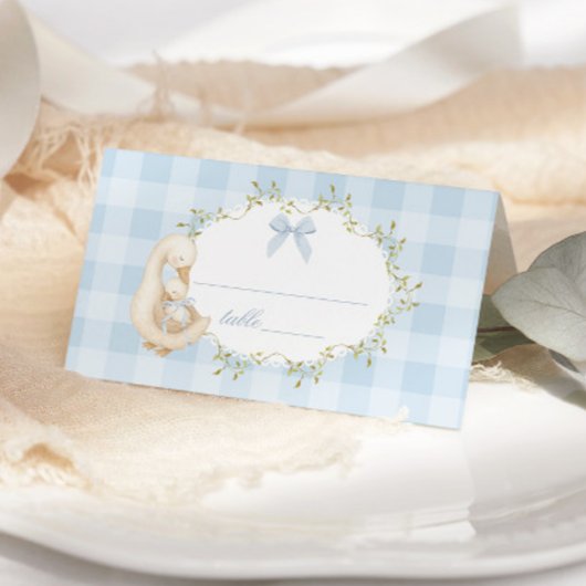 Alberne Gans Blaue Schleife Gingham Whimsical Platzkarte