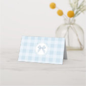 Alberne Gans Blaue Schleife Gingham Whimsical Platzkarte (Rückseite)