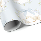 Alberne Gans Blaue Schleife Whimsical Preppy Geschenkpapier (Rolleneckpunkt)