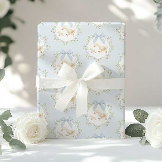 Alberne Gans Blaue Schleife Whimsical Preppy Geschenkpapier