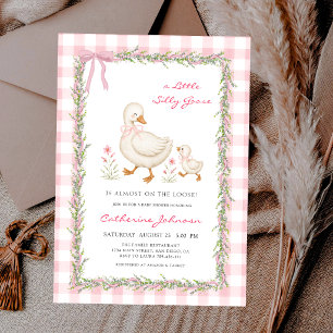 Alberne Gans Gingham Grünzeug Girlanden Babyparty Einladung
