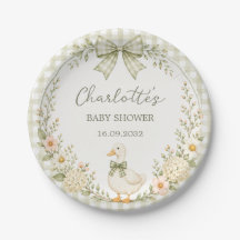 Alberne Gans Grün Gingham Baby Shower