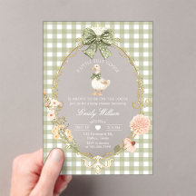 Alberne Gans Grün Gingham Babyparty