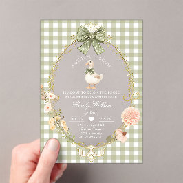 Alberne Gans Grün Gingham Babyparty Acryleinladungen