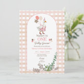 Alberne Gans jedes Alter Geburtstag Braun Einladun Einladung (Stehend Vorderseite)