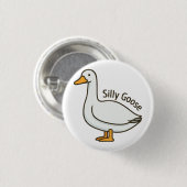 Alberne Gans Lustige Cartoon-Gans Button (Vorne & Hinten)
