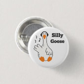 Alberne Gans mit Kopfhörern – Süße Lustige Gans Button (Vorne & Hinten)