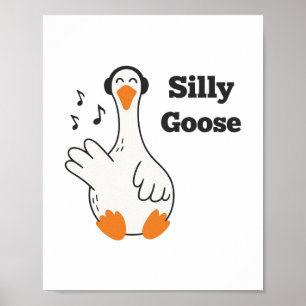 Alberne Gans mit Kopfhörern – Süße Lustige Gans Poster