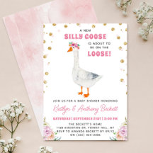 Alberne Gans Rosa Aquarell Mädchen Baby Shower