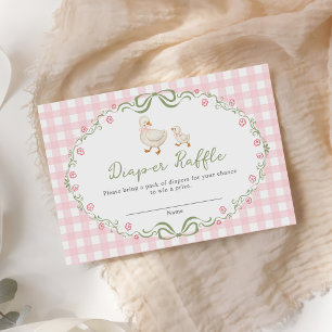 Alberne Gans Rosa Blumen Baby Shower Windel-Raffle Begleitkarte