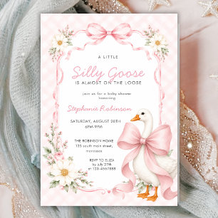 Alberne Gans Rosa Coquette-Schleife Gingham-Baby-P Einladung