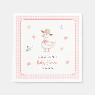 Alberne Gans Rosa Gingham Baby Mädchen Babyparty Serviette