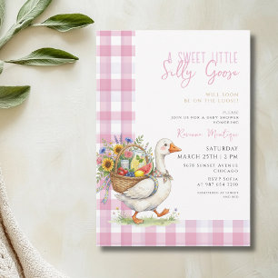 Alberne Gans Rosa Gingham-Blumen-Baby-Party Einladung