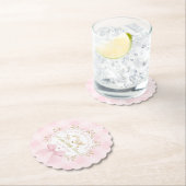 Alberne Gans Rosa Gingham-Schleife Baby Shower Untersetzer (Vor Ort)