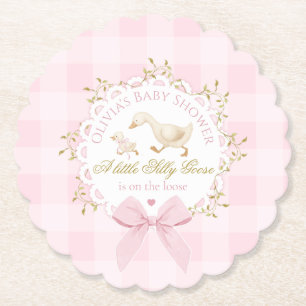 Alberne Gans Rosa Gingham-Schleife Baby Shower Untersetzer