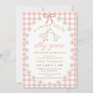 Alberne Gans Rosa Schleife Daisy Gingham-Baby-Part Einladung