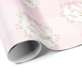 Alberne Gans Rosa Schleife Whimsical Preppy Gingha Geschenkpapier (Rolleneckpunkt)
