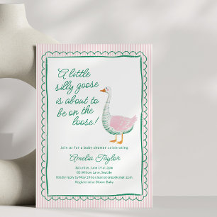 Alberne Gans Rosa Streifen Mädchen Whimsical Baby Einladung
