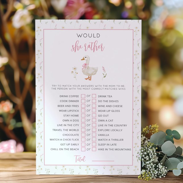 Alberne Gans Wäre sie lieber Mädchen Baby Duschgam (Von Creator hochgeladen)