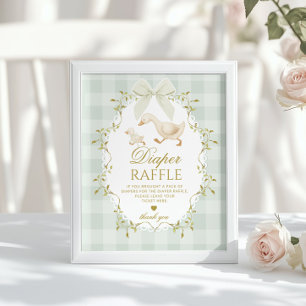 Alberne Gans Windelverlosung Sage Grün Whimsical Poster