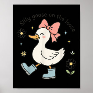 Alberne Gänse auf der Lose Niedliche Bow Rain Stie Poster