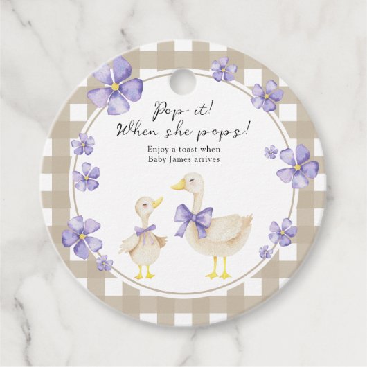 Alberne Gänse Baby Dusche Pop! Wenn sie Pop Geschenkanhänger (Vorderseite)