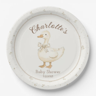 Alberne Gänse Beige Bow Vintage Babydusche Pappteller