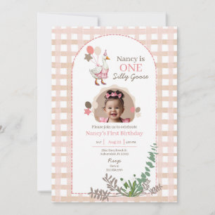 Alberne Gänse Geburtstag jedes Alters Braun Foto Einladung