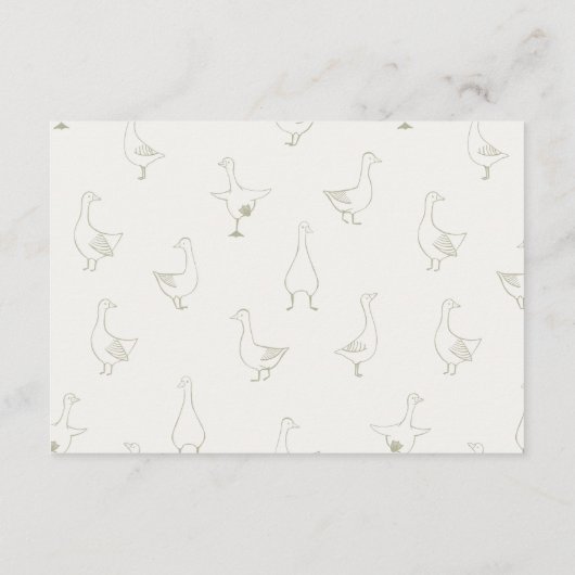 Alberne Gänse Gezeichnet neutraler Windelknipel Begleitkarte (Rückseite)