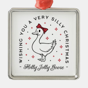 Alberne Gänse Weihnachten wünscht Preppy Coquette  Ornament Aus Metall