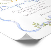 Alberne Gänseblauer Bow-Babydusche Poster (Ecke)