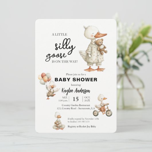 Alberne Gänsedusche Einladung (Stehend Vorderseite)