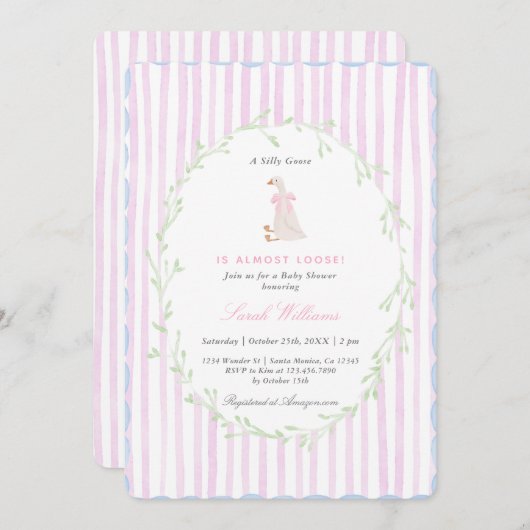 Alberne Gänsedusche Einladung (Vorne/Hinten)