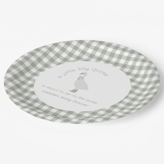 Alberne Gänsedusche mit grüner Preppy Pappteller (Schrägansicht)