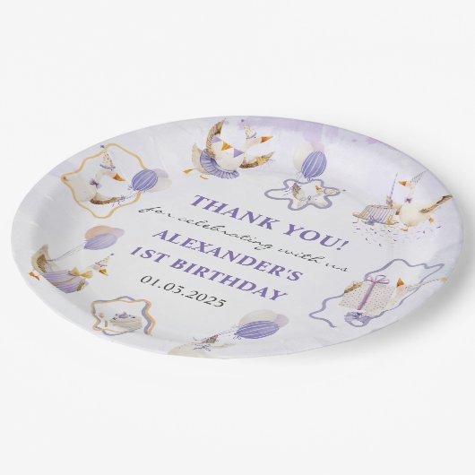 Alberne GänseGeburtstagspartei Pappteller (Schrägansicht)