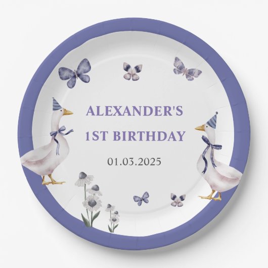 Alberne GänseGeburtstagspartei Pappteller (Vorderseite)