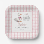 Alberne Gänsepink Gingham Baby Dusche Pappteller (Vorderseite)