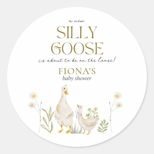 Alberne Gänsewasserfarbe Neutrale Babydusche Runder Aufkleber (Vorderseite)
